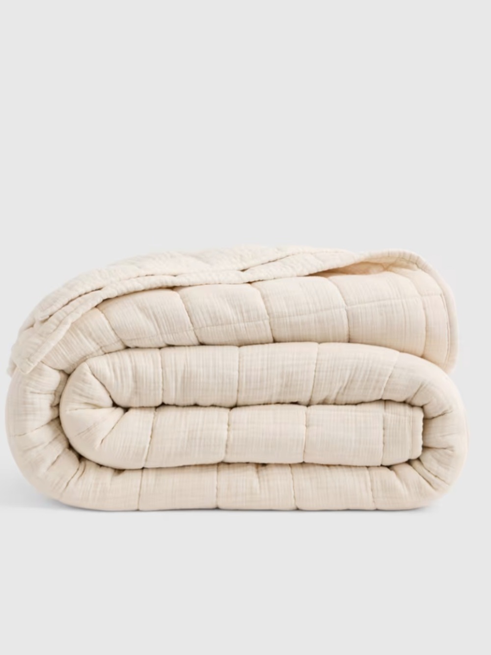 Organic Cotton Gauze Box Quilt  Undyed Ivory King / Cal King